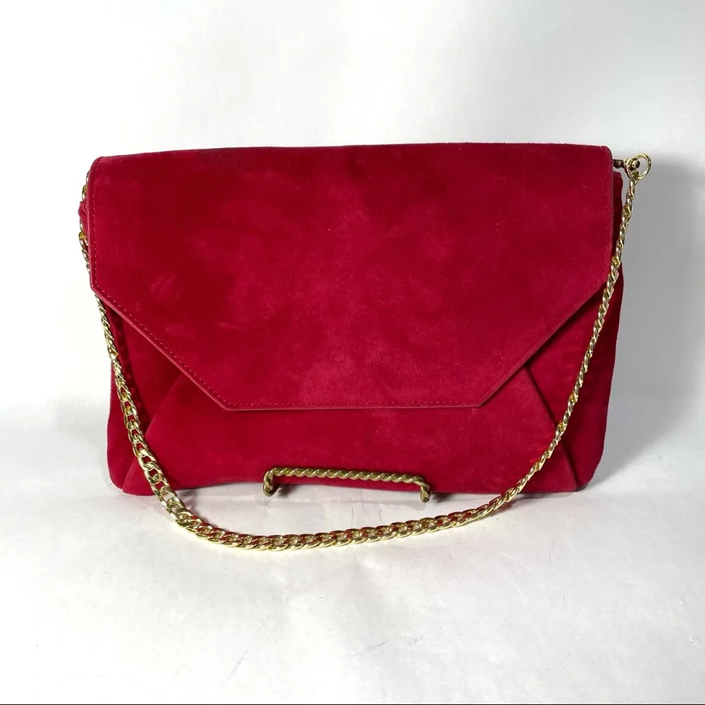 ANN TAYLOR Bella red Suede leather clutch bag - Picture 1 of 14
